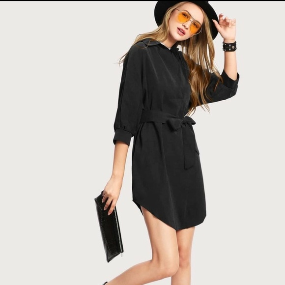 NWT High Low Curved Hem Shirt Dress - Picture 2 of 5